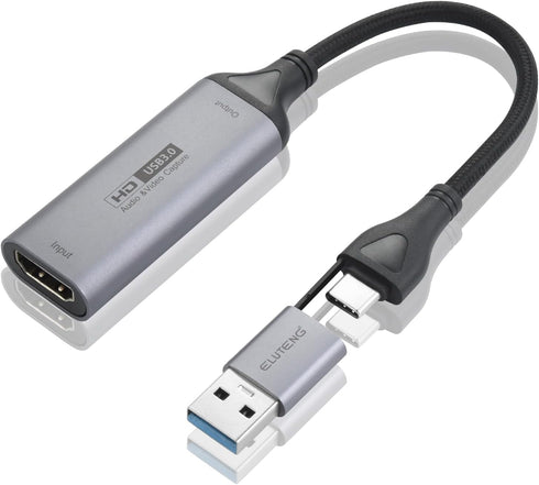 ELUTENG Video Capture Card, 4K HDMI to 1080P USB-A/USB-C Video Recording Card for