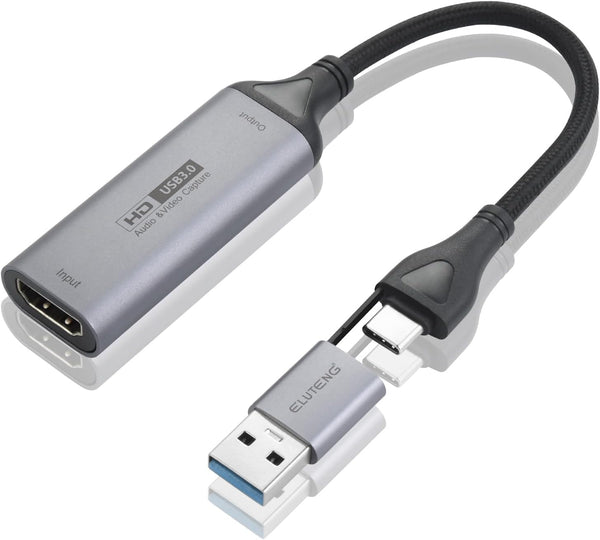 ELUTENG Video Capture Card, 4K HDMI to 1080P USB-A/USB-C Video Recording Card for