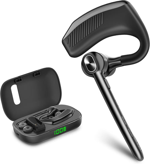 ZUKUMU Bluetooth Headset Wireless Earpiece Microphone 180H Playtime 1000mAh Wireless Charging Case Handsfree