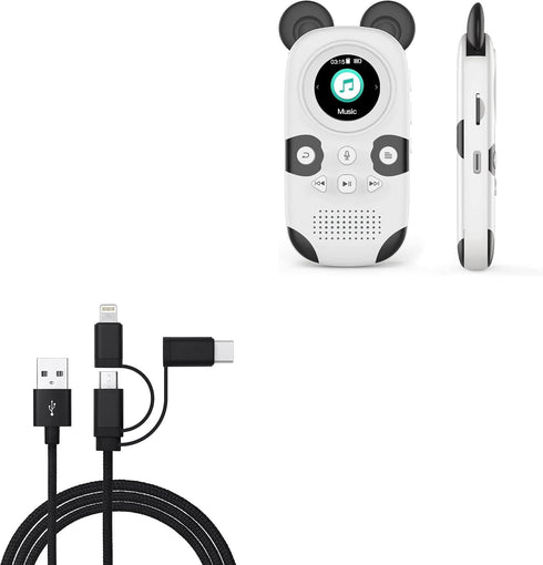 BoxWave Cable Compatible with RUIZU Kids Bluetooth MP3 Player - AllCharge 3-in-1 Cable