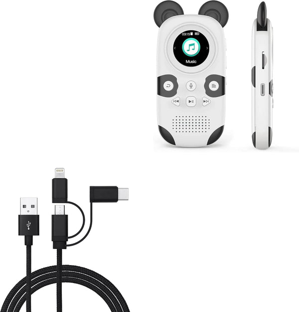 BoxWave Cable Compatible with RUIZU Kids Bluetooth MP3 Player - AllCharge 3-in-1 Cable