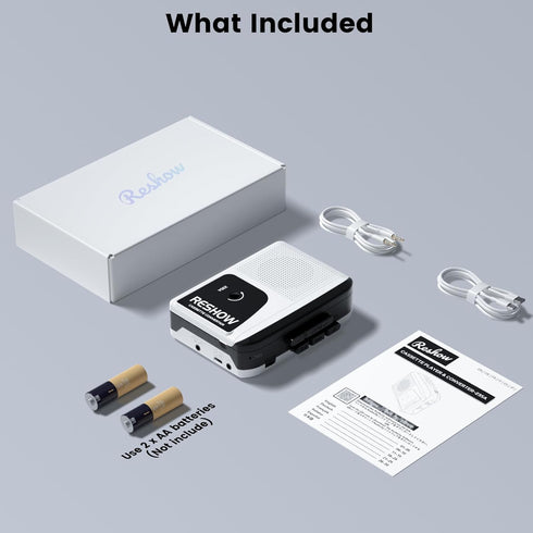 Cassette Cassette MP3 Reshow Player Recorder, Portable to Converter with USB-C, Built-in Speaker, Audio Tape to Digital
