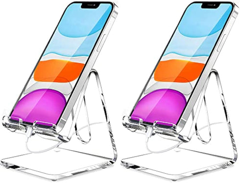 Crpich Acrylic Cell Phone Stand, Portable Phone Holder, Clear Phone Stand for Desk,