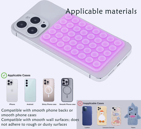 Svenirven Silicone Sticky Grip Holder for Cellphone, Silicone Suction Cup Phone Case Mount Double-Sided, Hands-Free