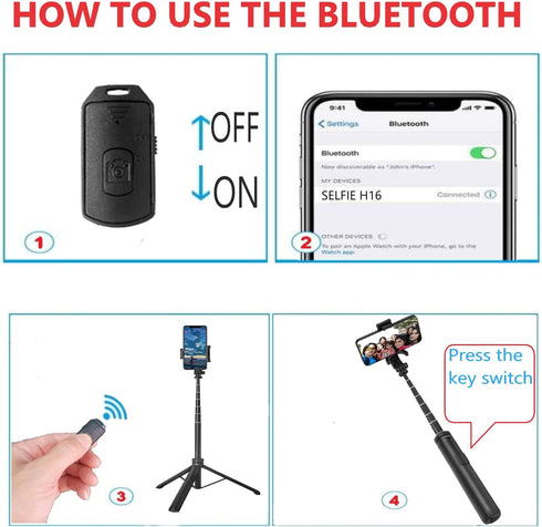 NEWYIHOKJ 66" 66 Tripod for iPhone & Camera, Portable Phone Tripod with Rechargeable Remote Control and Rotate Phone