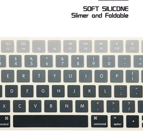 HRH Silicone Keyboard Cover Skin Protector for Magic Wireless Keyboard MLA22LL/A (A1644, 2015 Released), Ombre Grey,