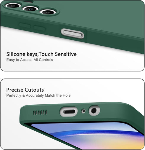 AK Samsung Galaxy A25 5G Case, Stylish Slim Liquid Silicone Full-Body Protective Cover, Dark Green