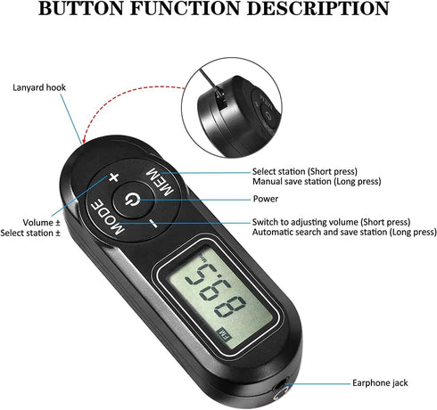 Personal FM Walkman Radio, Mini Digital Tuning Portable Radio with Headphones, Belt Clip, LCD Display, Pocket Radio for