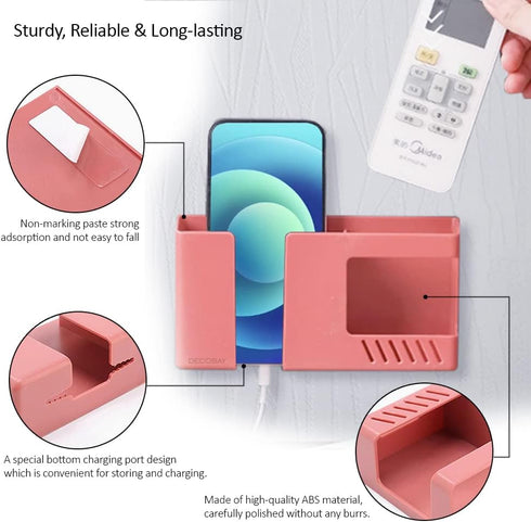 D3 Wall Mount Phone Holder, Punch-Free Wall-Mounted Mobile Phone Charging Stand, Sticky Remote Control Storage Box (2