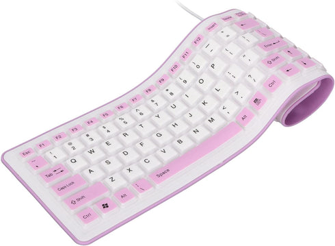 Foldable Silicone Keyboard, USB Wired Waterproof Rollup Keyboard, 103 Keys Soft Touch for PC, Laptop, Notebook