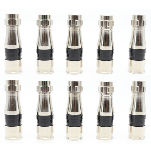 F Type RG11 Coax Cable Compression Fitting/Connector with Weather Seal O Ring (10 PACK)