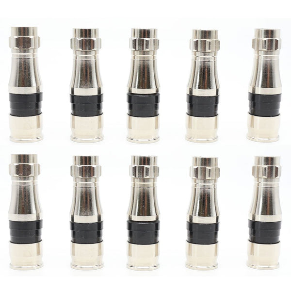 F Type RG11 Coax Cable Compression Fitting/Connector with Weather Seal O Ring (10 PACK)