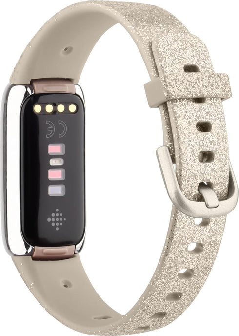 Tobfit Compatible for Fitbit Luxe Band for Women Men, Sport Silicone Watch Strap Replacement, Glitter Silver, Small