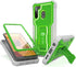FITO Samsung Galaxy A21 Case, Dual Layer Shockproof Heavy Duty Case with Screen Protector, Built-in Kickstand (Green)