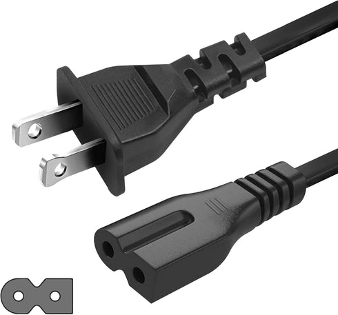 LORDTRONICS AC 2 Prong Power Cord 10ft Electrical Replacement Power Cable C7P Polarized