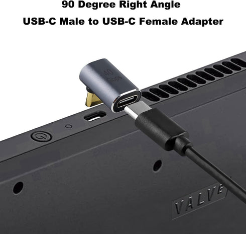 AreMe 90 Degree USB-C Male to Female Adapter, 2 Pack Right Angle 100W Type-C Adapter Extender for Steam Deck, ROG Ally, Switch, Notebook Computers, Tablet and Mobile Phones (Metallic Purple)