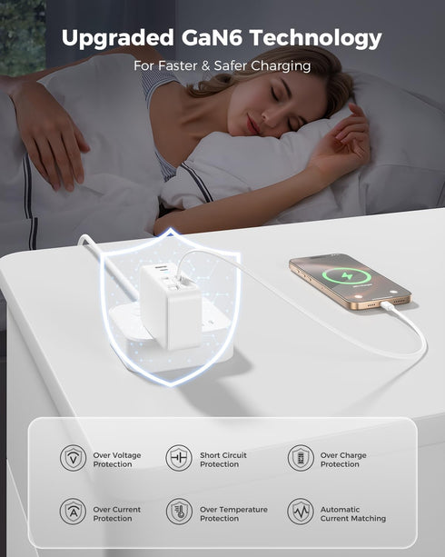SUPERONE 4-Port 17/16/15/14/13/12/11 Retractable iPhone Charger, USB C Charger Block, iPhone Chargers Fast Charging