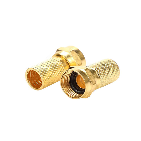F-Type Coaxial Cable Twist on Connector, Full Copper Gold Plated RG6 Coaxial Cable Male Twist-on Adapter (Pack of 10)