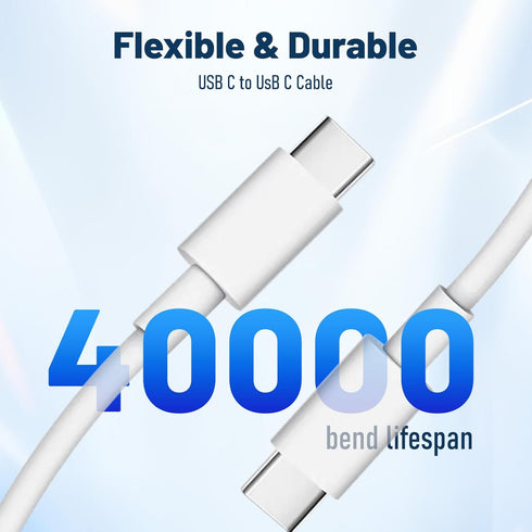 USB C to USB C Charger Cable (6.6ft), 60W (3A) for iPhone 15/15 Pro/15 Plus/15 Pro Max, iPad Mini 6, MacBook Pro