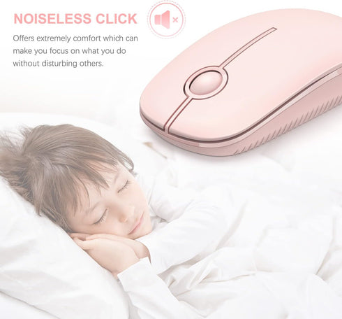 Unipows Wireless Mouse, 2.4G Slim Portable Computer Mouse with Nano Receiver, Less Noise Optical Mice for Notebook, PC,