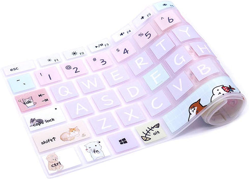 Silicone Keyboard Cover Skin for Microsoft Surface Pro 7/6/5, US Layout, Cute Cat Design