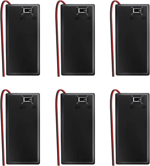 9V Battery Holder with On/Off Switch, Pack of 6, 9 Volt Battery Case with Leads