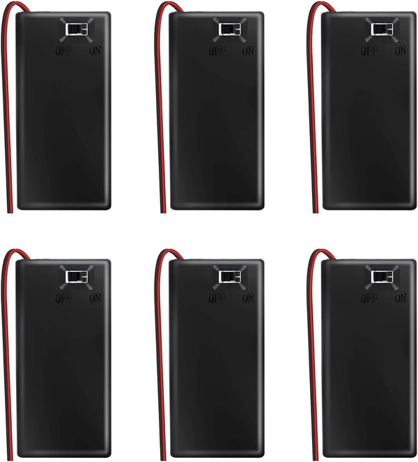 9V Battery Holder with On/Off Switch, Pack of 6, 9 Volt Battery Case with Leads