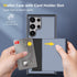 ZUSLAB Card Holder Slot Case for Samsung Galaxy S24 Ultra, Shockproof Rubber & PC Bumper Dual Cover - Dark Blue