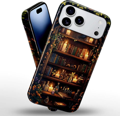 Generic 17 Case for iPhone Pro Max,Fits Glossy Case Design for Girl Women,Aesthetic Bird Bookshelf Lover