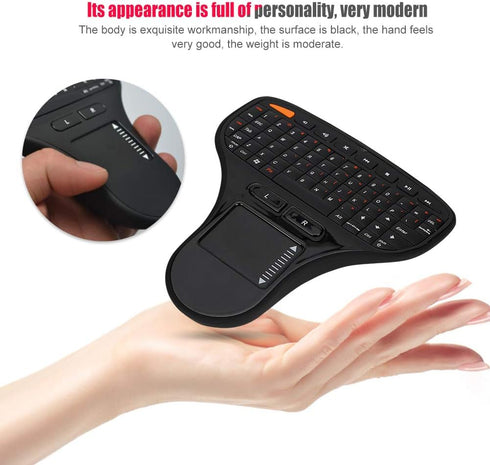 Hilitand 2 in 1 Multimedia Keyboard with Trackball Mouse and Touchpad, Mini QWERTY Keyboard for TV Box, Laptop, Computer