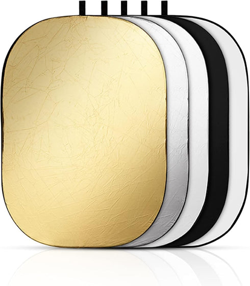 GODOX 24x36/60x90cm 5-in-1 Collapsible Photography Light Reflector, Oval Multi Disc Diffuser with Carrying Bag - Gold