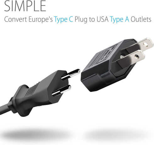 Fosmon 10 Pack European to US Plug Adapter, Black, EU to USA, Canada Travel Plug Converter, Small 2 Prong Charger