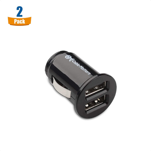 Cable Matters 2-Pack 4.8A 24W Flush Mount Dual USB Car Charger - Compact Mini Charger for Smartphones