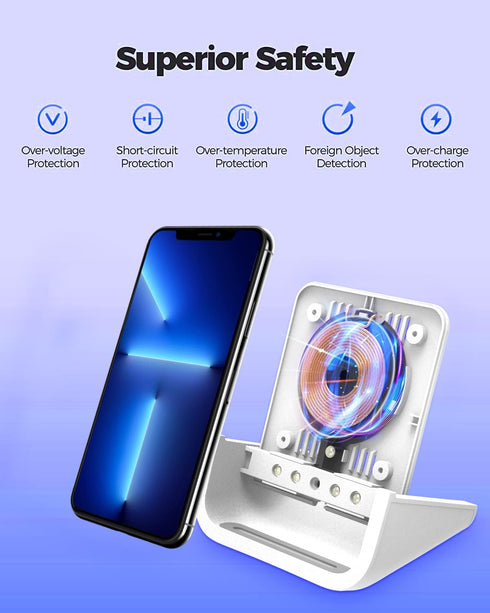 YUWISS Wireless Charger Stand, Cordless 10/7.5/5W Compatible with iPhone 14/13/12/11Pro Max/XR/XS/X/8/8Plus Galaxy