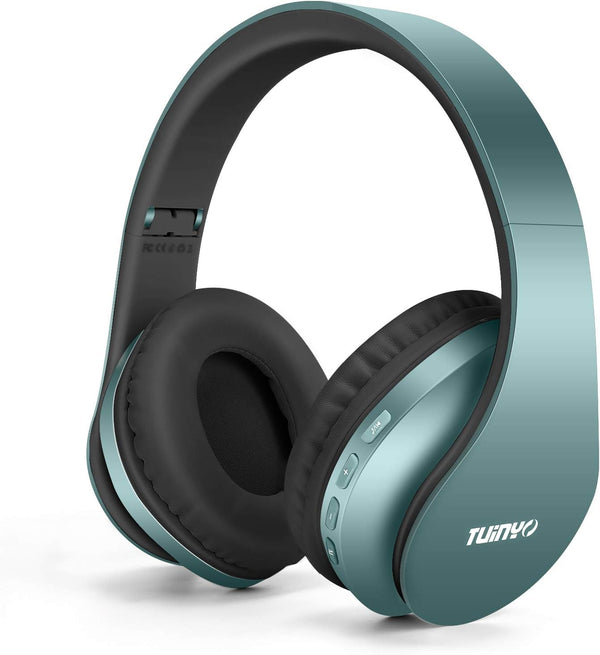 TUINYO Wireless Headphones Over Ear, Bluetooth Headset with Microphone, Foldable Stereo Wireless, Lightweight, Silver