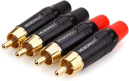 MOBOREST RCA Male Plug Adapter - Audio Phono Gold Plated Solder 24K Gold Speaker Plugs RCA Jack Cable Connector Adapter