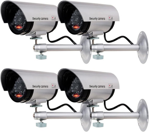 WALI Bullet Dummy Fake Security Camera, Realistic Red LED Light for Outdoor Indoor, Fake CCTV with Security Alert