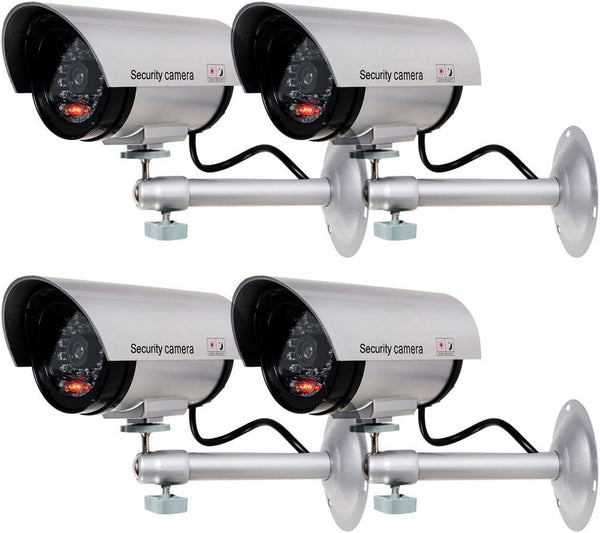 WALI Bullet Dummy Fake Security Camera, Realistic Red LED Light for Outdoor Indoor, Fake CCTV with Security Alert