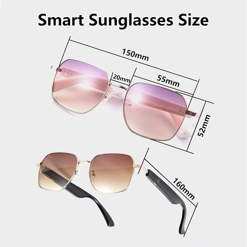 Smart Glasses for Men and Women, Bluetooth Sunglasses with Mic & Speakers, Fast Charge Audio Sunglasses, Voice Assistant