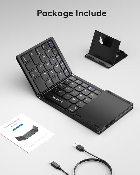 Samsers Foldable Bluetooth Keyboard - Portable Ultra Slim Wireless Keyboard with Touchpad for Android, Windows, iOS -