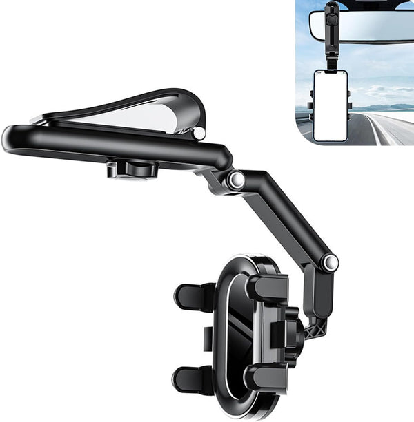 MOXRUQ 1 PC Car Rearview Mirror Phone Holder, 360 Rotatable Sun Visor Phone