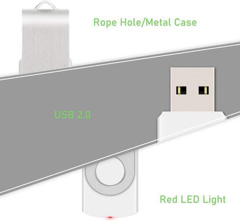 USB Flash Drive 8GB, 10 Pack Thumb Drives USB 2.0 Bulk Swivel Jump Drive with LED Indicator for Data Storage