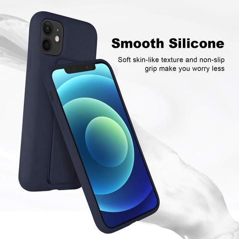 LAUDTEC Silicone Kickstand Case for iPhone 11, Vertical and Horizontal Stand, Soft Liquid Silicone, Blue
