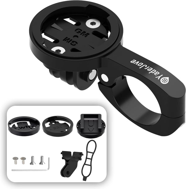 Aero Bar Bike Computer Mount for Garmin Edge, Short Version Black, Fits Bike GPS & GoPro Action Camera