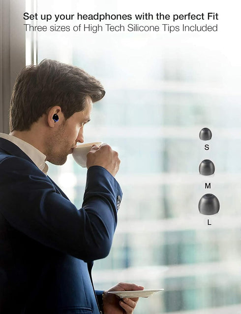 Acuvar Fully Wireless Bluetooth 5.0 Waterproof Earbud Headphones with Microphone and 100+ Hrs Playtime Case (Navy)