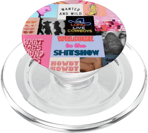 Pink Western Indie Cowgirl Aesthetic Yeehaw Howdy PopSockets MagSafe PopGrip for iPhone