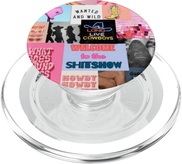 Pink Western Indie Cowgirl Aesthetic Yeehaw Howdy PopSockets MagSafe PopGrip for iPhone