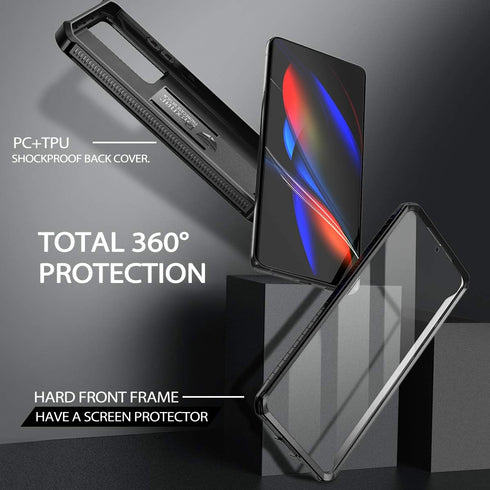 Dexnor Galaxy S21 Ultra Case - Heavy Duty Shockproof Cover with Built-in Screen Protector & Kickstand, 6.8" Black.
