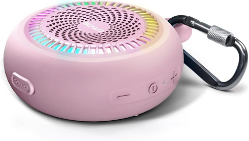 Bluetooth Shower Speaker Waterproof, Small Portable Wireless Speaker with Clip, Powerful Bass, Colorful Lights, TWS