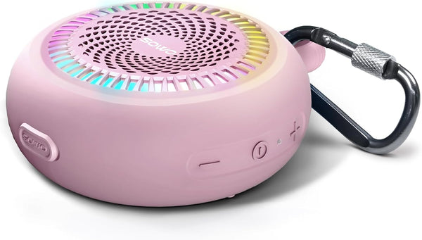Bluetooth Shower Speaker Waterproof, Small Portable Wireless Speaker with Clip, Powerful Bass, Colorful Lights, TWS